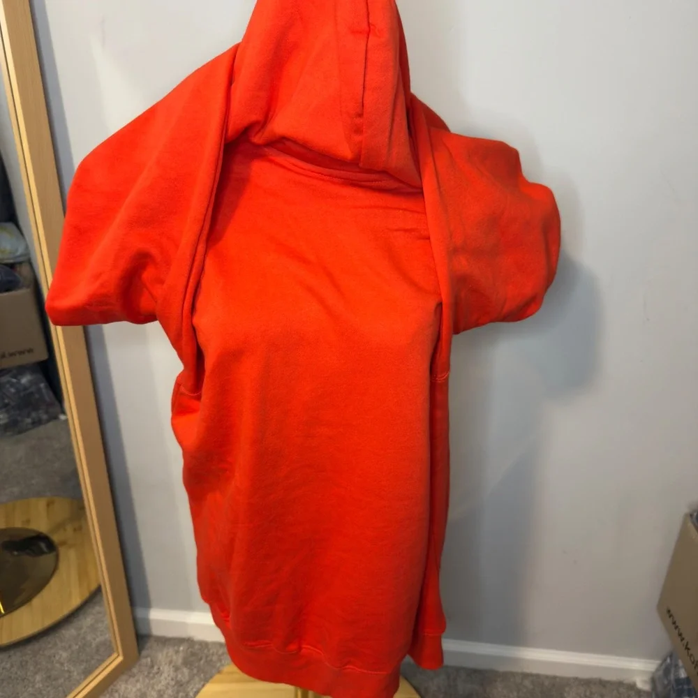 The North Face Mens Red Orange Tonal Logo Pullover Fleece Hoodie Sweatshirt Lge‎